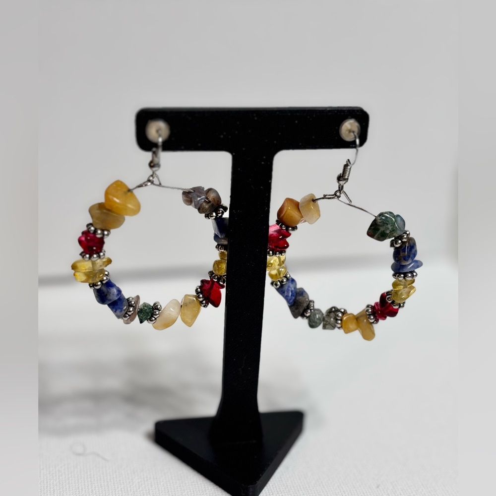Multicolor Beaded Hoop Earrings